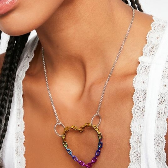 Dolls Kill Rainbow Heart Pendant Necklace (NWT) - Picture 2 of 7